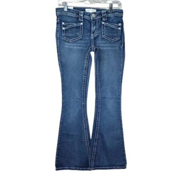 Almost Famous Bootcut Flare Blue Denim Jeans Size 5 Juniors - Picture 1 of 15